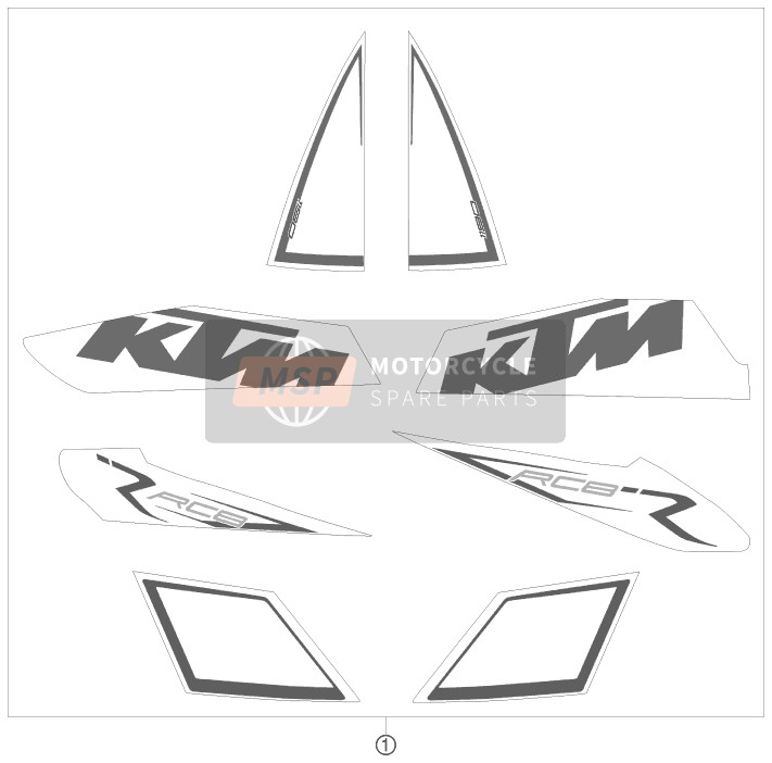 KTM 1190 RC8R TRACK Europe 2010 Decal for a 2010 KTM 1190 RC8R TRACK Europe