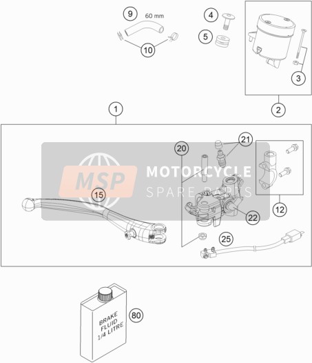 KTM 1190 RC8R TRACK Europe 2010 Commande de frein avant pour un 2010 KTM 1190 RC8R TRACK Europe