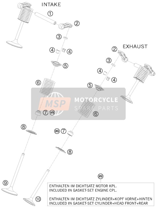 KTM 1190 RC 8 USA 2009 Klepaandrijving voor een 2009 KTM 1190 RC 8 USA