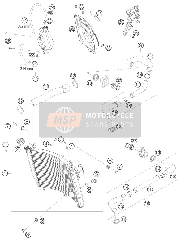 KTM 1190 RC 8 BLACK Australia 2009 Cooling System for a 2009 KTM 1190 RC 8 BLACK Australia