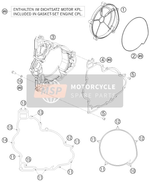 KTM 1190 RC 8 ORANGE France 2008 Clutch Cover for a 2008 KTM 1190 RC 8 ORANGE France