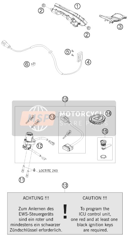 KTM 1190 RC 8 ORANGE Australia 2008 Instruments / Lock System for a 2008 KTM 1190 RC 8 ORANGE Australia