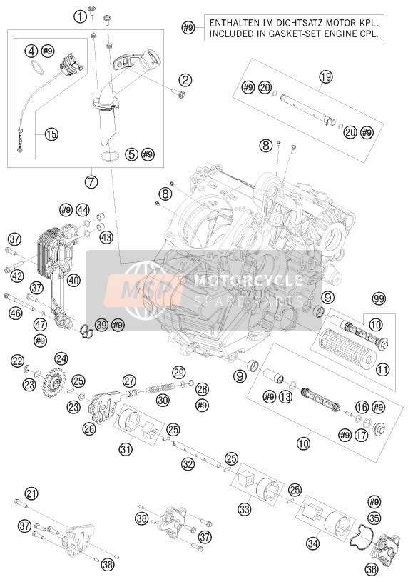 KTM 1190 RC 8 ORANGE Europe 2008 Lubricating System for a 2008 KTM 1190 RC 8 ORANGE Europe