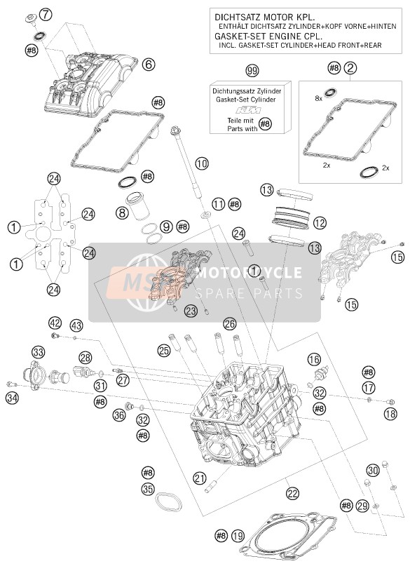 KTM 1190 RC 8 ORANGE Europe 2009 Cylinder Head Front for a 2009 KTM 1190 RC 8 ORANGE Europe