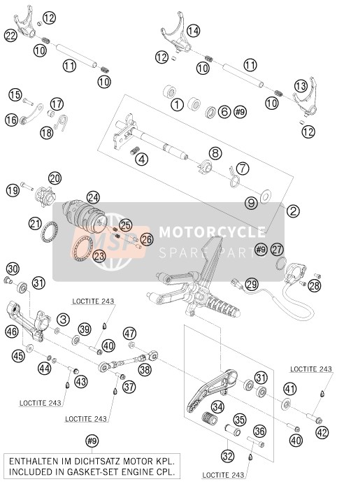 KTM 1190 RC 8 ORANGE Europe 2009 Shifting Mechanism for a 2009 KTM 1190 RC 8 ORANGE Europe