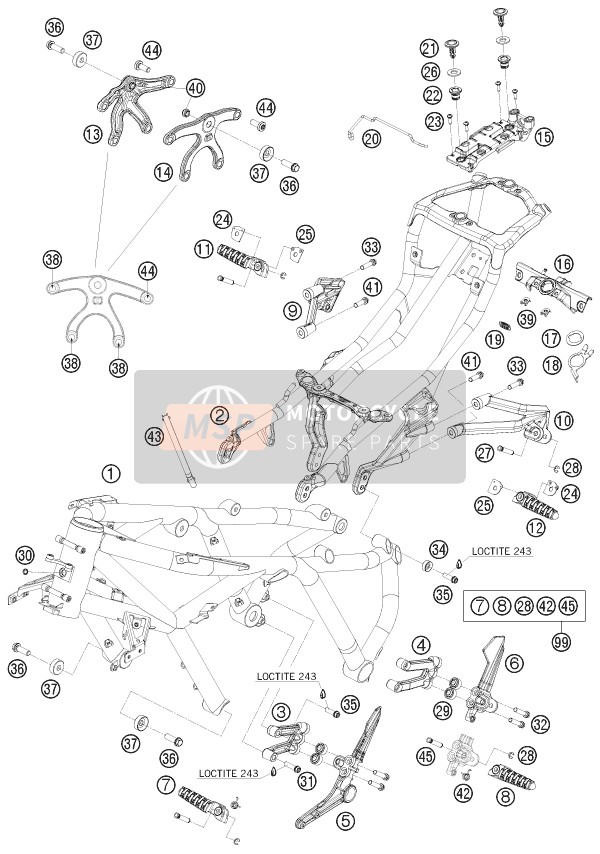 6900303800033S, Voetsteun Steun L/s 09, KTM, 0