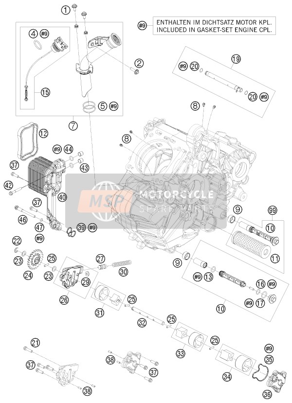 KTM 1190 RC 8 R USA 2009 Lubricating System for a 2009 KTM 1190 RC 8 R USA