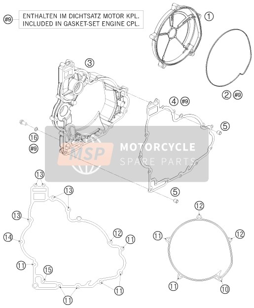 KTM 1190 RC 8 WHITE Europe 2008 Clutch Cover for a 2008 KTM 1190 RC 8 WHITE Europe