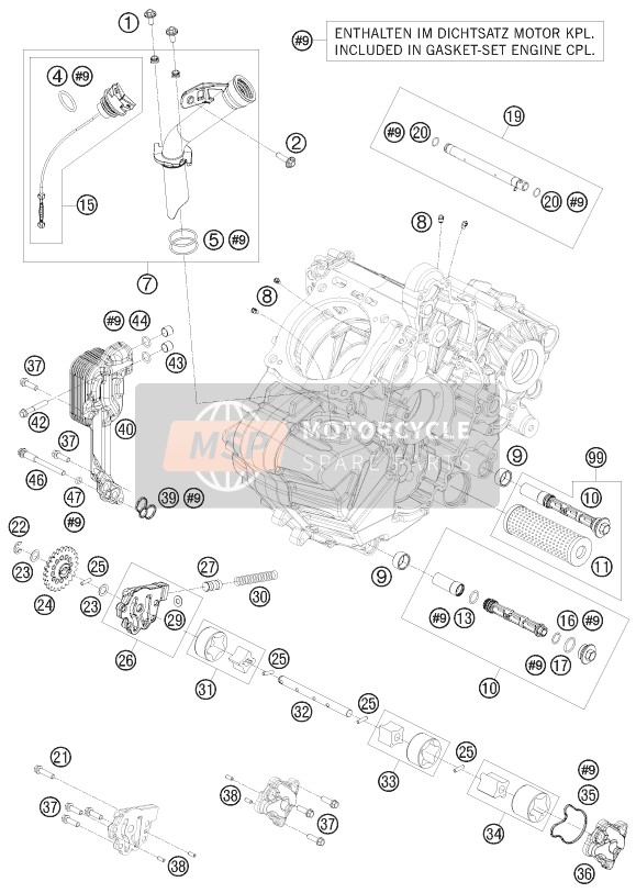 KTM 1190 RC 8 WHITE Japan 2009 Lubricating System for a 2009 KTM 1190 RC 8 WHITE Japan