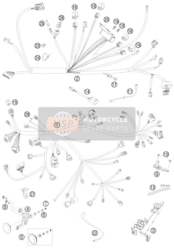 KTM 1190 RC 8 WHITE Australia 2009 Wiring Harness for a 2009 KTM 1190 RC 8 WHITE Australia