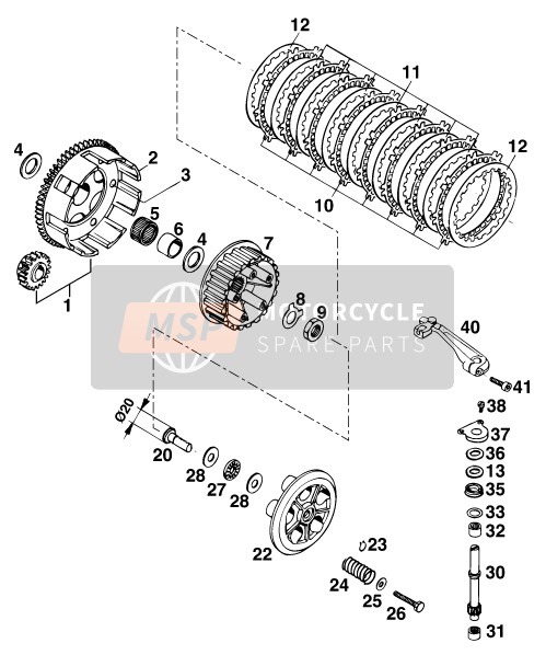 50232016244, Clutch Release Shaft 125 Cpl., KTM, 0