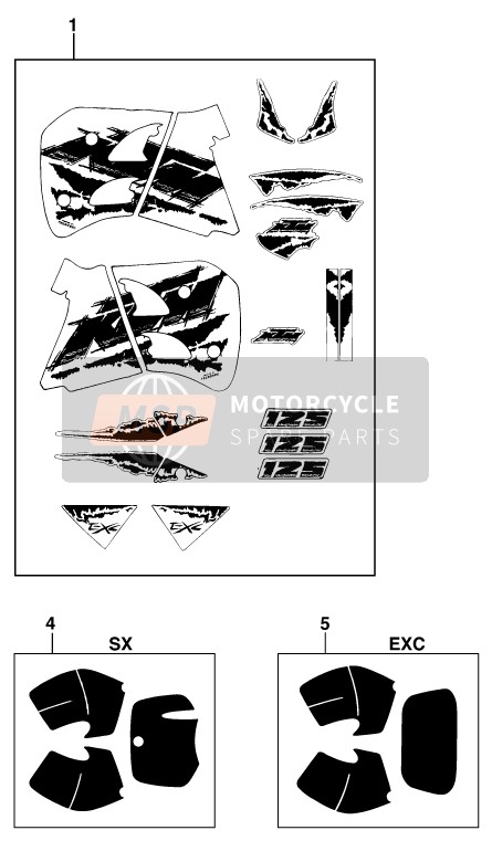 KTM 125 E-GS Europe 1994 Decal for a 1994 KTM 125 E-GS Europe