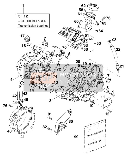KTM 125 E-XC USA 1994 Engine Case for a 1994 KTM 125 E-XC USA