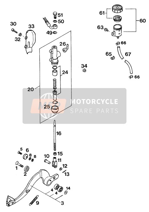 KTM 125 E-GS Europe 1994 Control de freno trasero para un 1994 KTM 125 E-GS Europe