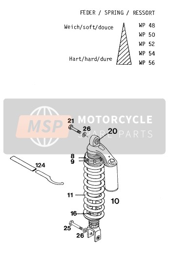 KTM 125 E-XC USA 1994 Shock Absorber for a 1994 KTM 125 E-XC USA