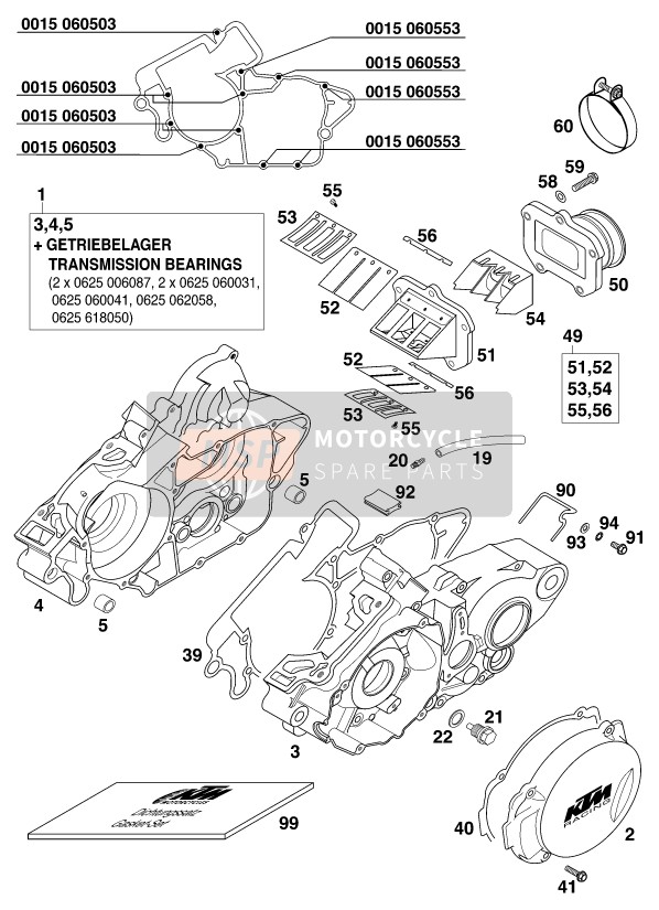 KTM 125 EXC USA 1998 Engine Case for a 1998 KTM 125 EXC USA