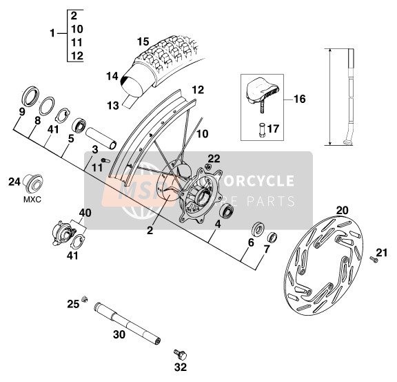 KTM 125 EXC USA 1998 Front Wheel for a 1998 KTM 125 EXC USA