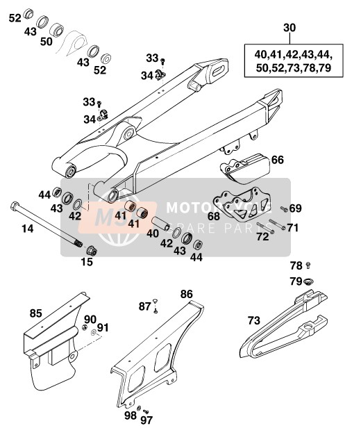 KTM 125 EXC Europe 1998 Swing Arm for a 1998 KTM 125 EXC Europe