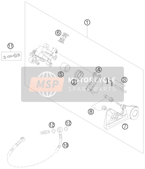 KTM 125 SX Europe 2008 Rear Brake Caliper for a 2008 KTM 125 SX Europe