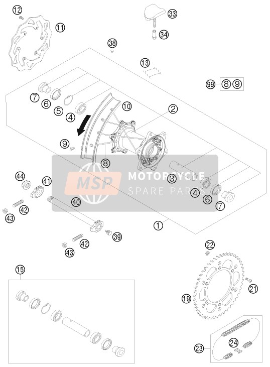 78010015000, Achterwiel Rep. Kit, KTM, 0