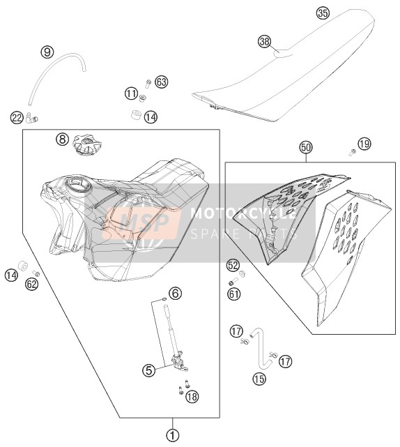 7700721306699, Fuel Tank Cpl. 9,5 L Exc Sd 09, KTM, 0