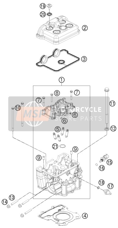 90136020090, Cylinder Head With Camholder, KTM, 0