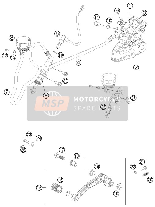 KTM 125 Duke, orange, Europe 2012 Pinza freno posteriore per un 2012 KTM 125 Duke, orange, Europe