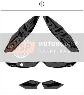 90108199100, Decal Kit Duke 125 Grey   2012, KTM, 0