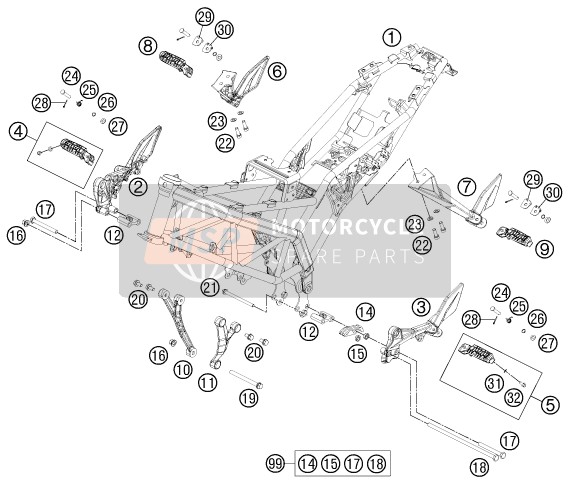 KTM 125 DUKE GREY Europe 2012 Frame for a 2012 KTM 125 DUKE GREY Europe