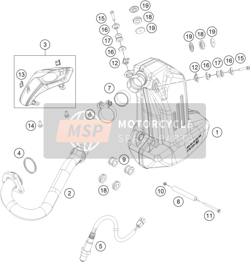 KTM 125 DUKE ORANGE Europe (2) 2012 Exhaust System for a 2012 KTM 125 DUKE ORANGE Europe (2)