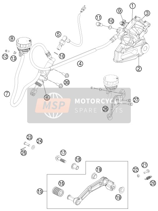 KTM 125 DUKE ORANGE Europe (2) 2012 Étrier de frein arrière pour un 2012 KTM 125 DUKE ORANGE Europe (2)