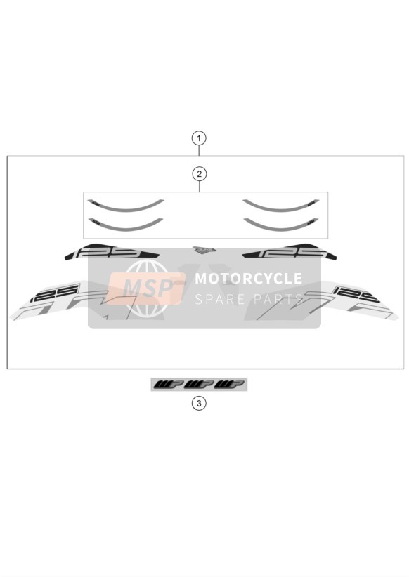 KTM 125 Duke, orange, Europe 2017 Decal for a 2017 KTM 125 Duke, orange, Europe