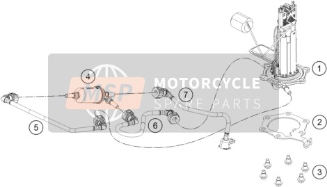 KTM 125 Duke, orange, Europe 2017 Benzine pomp voor een 2017 KTM 125 Duke, orange, Europe