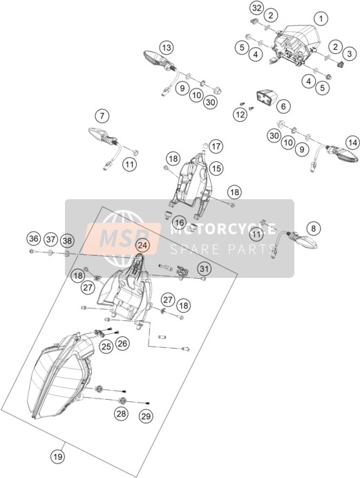 KTM 125 Duke, orange, Europe 2017 Lighting System for a 2017 KTM 125 Duke, orange, Europe