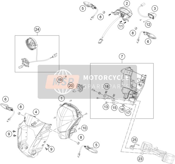KTM 125 DUKE ORANGE ABS BAJ.DIR.13 Europe 2013 Système d'éclairage pour un 2013 KTM 125 DUKE ORANGE ABS BAJ.DIR.13 Europe