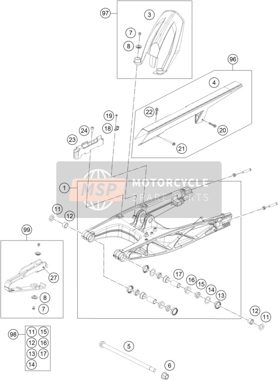 KTM 125 DUKE ORANGE ABS Europe 2013 Swing Arm for a 2013 KTM 125 DUKE ORANGE ABS Europe