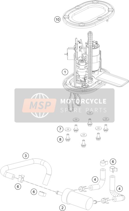 KTM 125 DUKE ORANGE ABS BAJ.DIR.14 Europe 2014 Fuel Pump for a 2014 KTM 125 DUKE ORANGE ABS BAJ.DIR.14 Europe