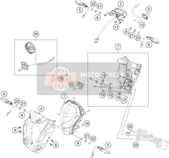 KTM 125 DUKE ORANGE ABS BAJ.DIR.14 Europe 2014 Système d'éclairage pour un 2014 KTM 125 DUKE ORANGE ABS BAJ.DIR.14 Europe