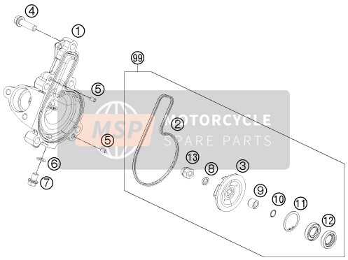 KTM 125 DUKE ORANGE ABS BAJ.DIR.14 Europe 2014 Water Pump for a 2014 KTM 125 DUKE ORANGE ABS BAJ.DIR.14 Europe
