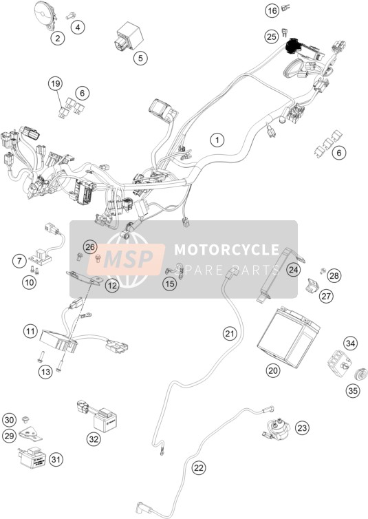 KTM 125 DUKE ORANGE ABS Europe 2015 Arnés de cableado para un 2015 KTM 125 DUKE ORANGE ABS Europe