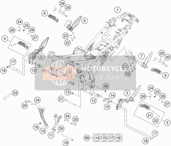 KTM 125 DUKE ORANGE ABS B.D. Europe 2015 Frame for a 2015 KTM 125 DUKE ORANGE ABS B.D. Europe