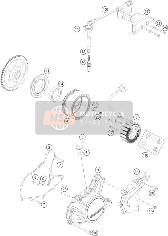 KTM 125 Duke, white, Europe 2017 Système de mise à feu pour un 2017 KTM 125 Duke, white, Europe