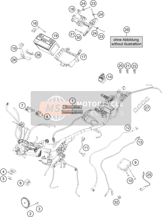 KTM 125 Duke, white, Europe 2017 Wiring Harness for a 2017 KTM 125 Duke, white, Europe