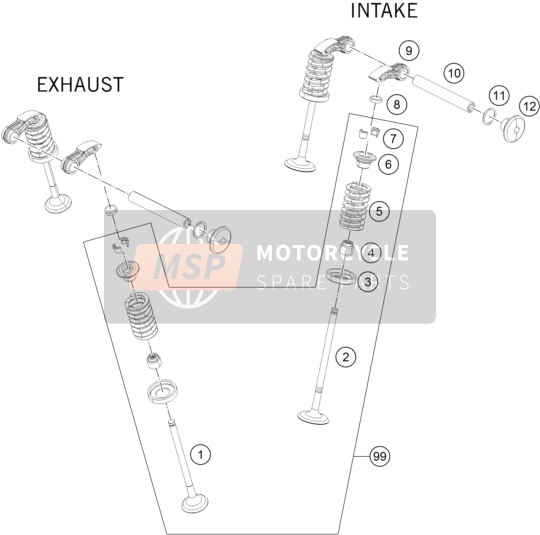 KTM 125 Duke, white, Europe 2019 Accionamiento de válvula para un 2019 KTM 125 Duke, white, Europe
