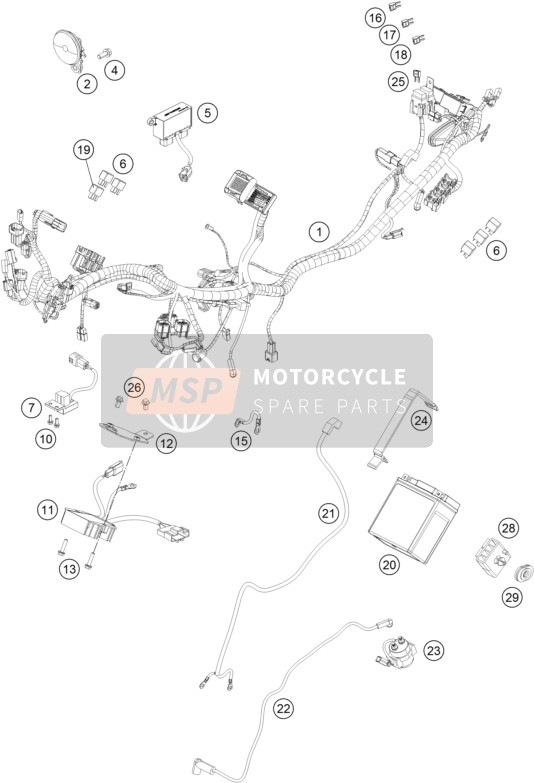 KTM 125 DUKE WHITE ABS Europe 2013 Wiring Harness for a 2013 KTM 125 DUKE WHITE ABS Europe