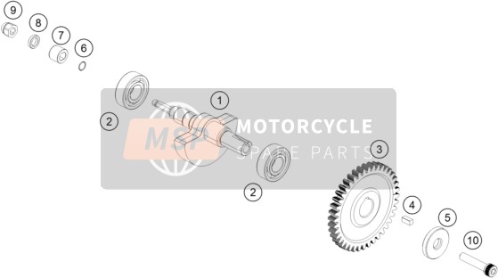 KTM 125 DUKE WHITE ABS Europe 2015 Arbre d'équilibrage pour un 2015 KTM 125 DUKE WHITE ABS Europe