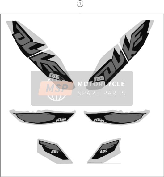 KTM 125 DUKE WHITE ABS B.D. Europe 2015 Decal for a 2015 KTM 125 DUKE WHITE ABS B.D. Europe