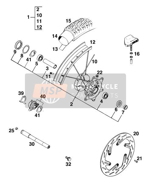 KTM 125 E-GS WP Europe 1995 Front Wheel for a 1995 KTM 125 E-GS WP Europe