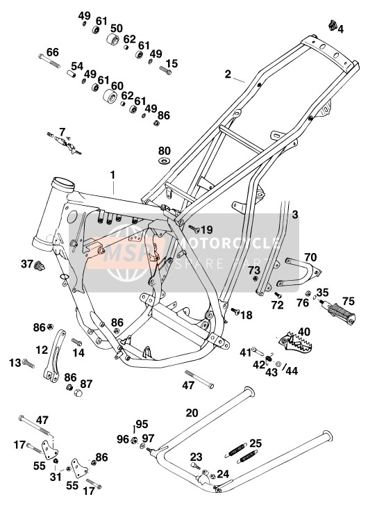 KTM 125 E-XC MARZ/OHL Europe 1995 Frame for a 1995 KTM 125 E-XC MARZ/OHL Europe