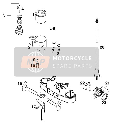 KTM 125 EGS M/O Asia 1996 Instruments / Système de verrouillage pour un 1996 KTM 125 EGS M/O Asia